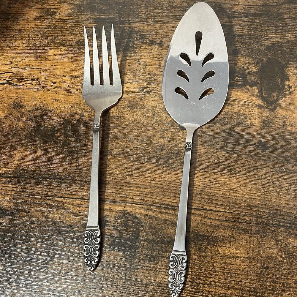 Oxford Hill‎ OXH109  2 Piece  Serving Fork Pie Server Floral Stainless Japan